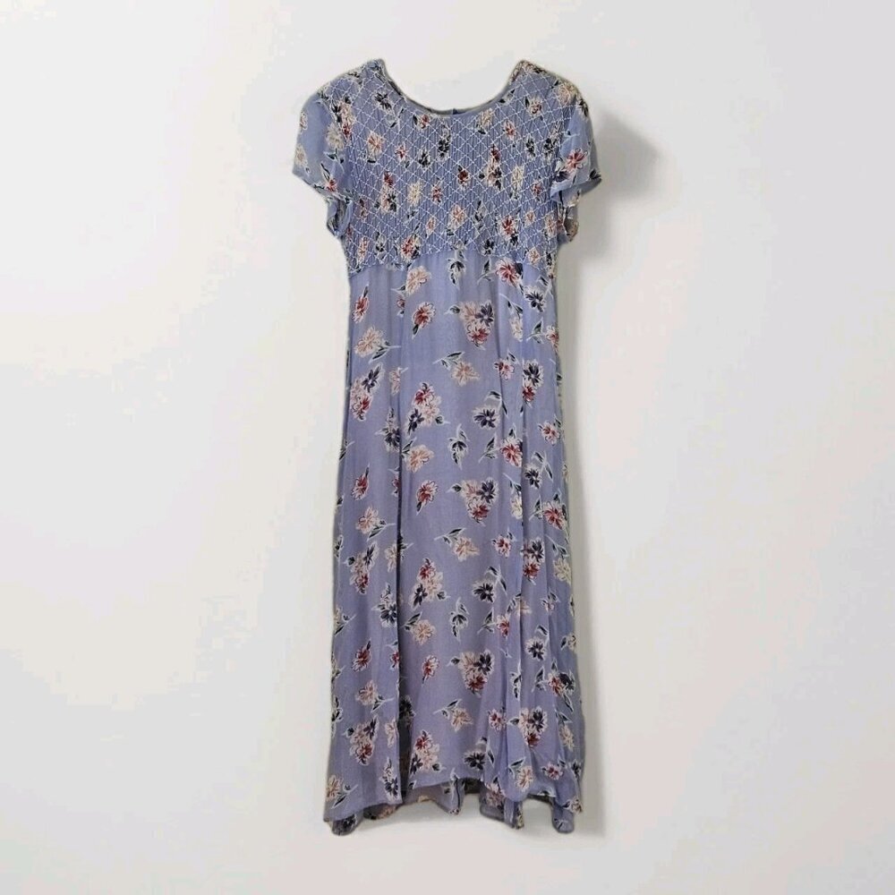 FairSet VTG Dress Women 10 SS Maxi Lined Floral Empir Waist Ties Flowy Cottage